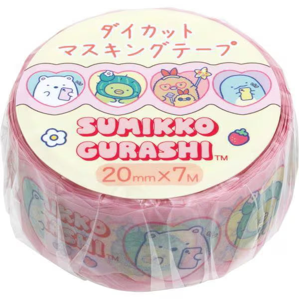 San-X Sumikko gurashi Washi Tape Pink Hearts 20mm x 7M San-X Japan