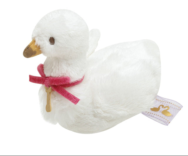 SanX Rilakkuma Tenori plush palm size mini plush, 'Swan & Gold flowers' theme San-X Japan