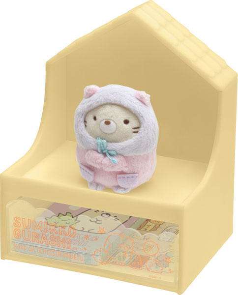 San-X Sumikko gurashi Neko Tenori plush Gift set of House Drawer, Mini Memo and Mini Sticker from San-X Japan