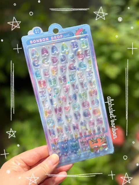 Bonbon Drop Sticker Alphabets 3D Epoxy Resin Sticker
