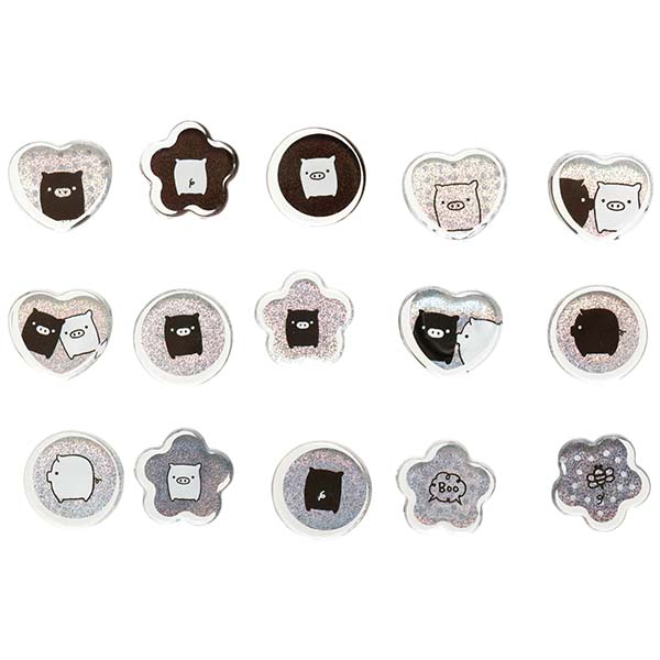 San-X Monokuro Boo (Pig) Seal Bits Acrylic Flake stickers San-X Japan