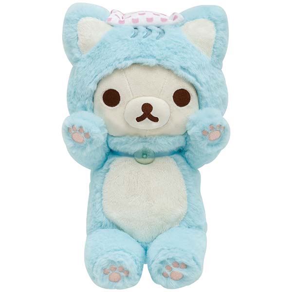 Rilakkuma Korilakkuma Mizunya Plush (Blue) Height 32cm approx from 'Neko Neko no Yu' Theme San-X Japan