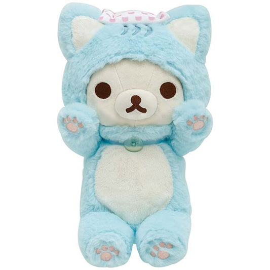 Rilakkuma Korilakkuma Mizunya Plush (Blue) Height 32cm approx from 'Neko Neko no Yu' Theme San-X Japan