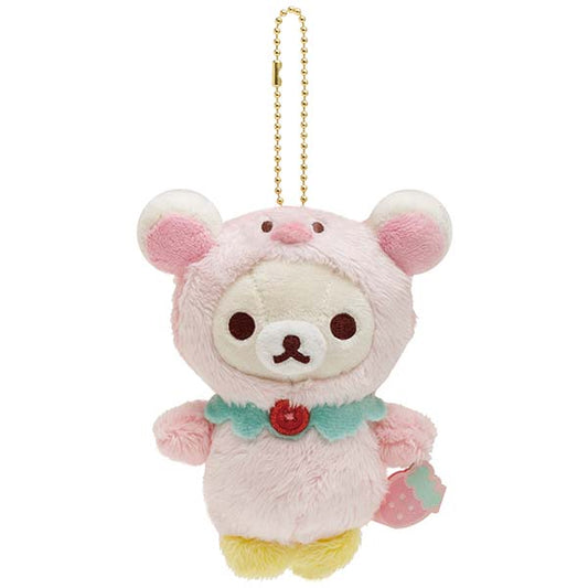 San-X Rilakkuma Korilakkuma Plush Keychain from 'Korilakkuma's Strawberry Day!' Theme San-X Japan