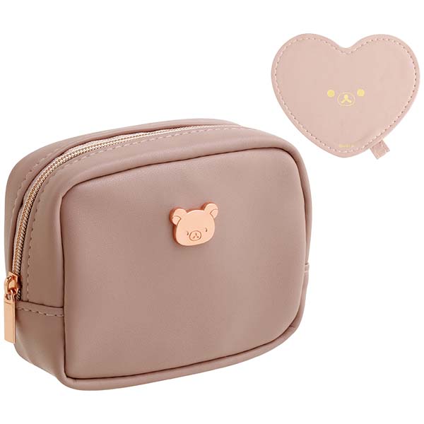 San-X Rilakkuma Mini Pouch comes with Rilakkuma Heart Shape Mirror Pale Pink San-X Japan