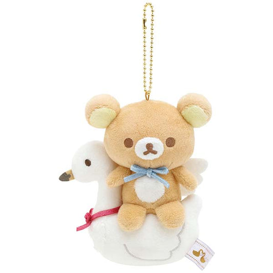San-X Rilakkuma Plush Keychain Rilakkuma/ Chairoi koguma from 'Swan & Gold flowers' theme San-X Japan