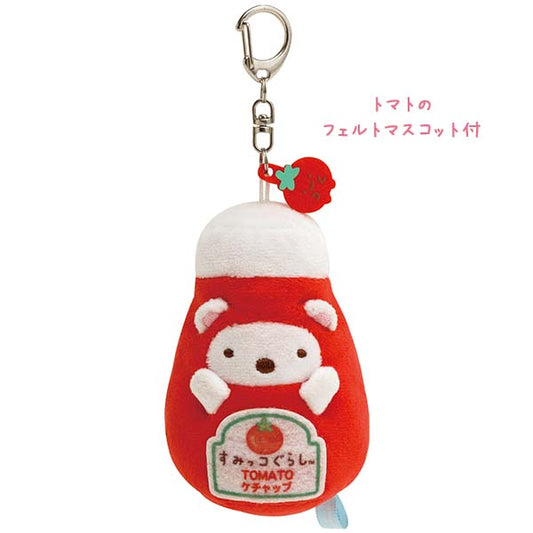 San-X Sumikko gurashi Shirokuma Ketchup Plush Keychain from Sumikko Market Theme San-X Japan
