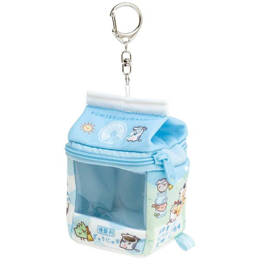 San-X Sumikko gurashi Milk Carton Odekake Sumikko Pouch Keychain for Tenori Plush from Sumikko Market Theme San-X Japan