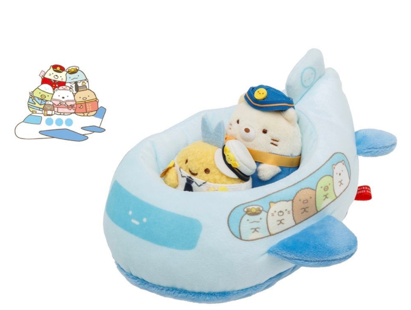 San-X Sumikko gurashi Scene Plush Set Tenori Plush Airplane, Neko and Aji furai no shippo San-X Japan