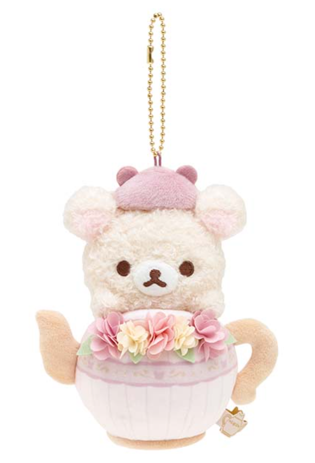 San-X Rilakkuma Korilakkuma Plush Keychain from 'Kori-Kogu Flower Teatime' Theme San-X Japan