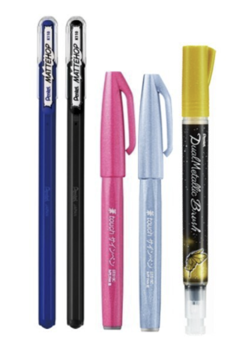 Pentel Colour Pen Set 'Dream Night' Limited Edition MATTEHOP, Fude Touch Sign Pen, Dual Metallic Brush