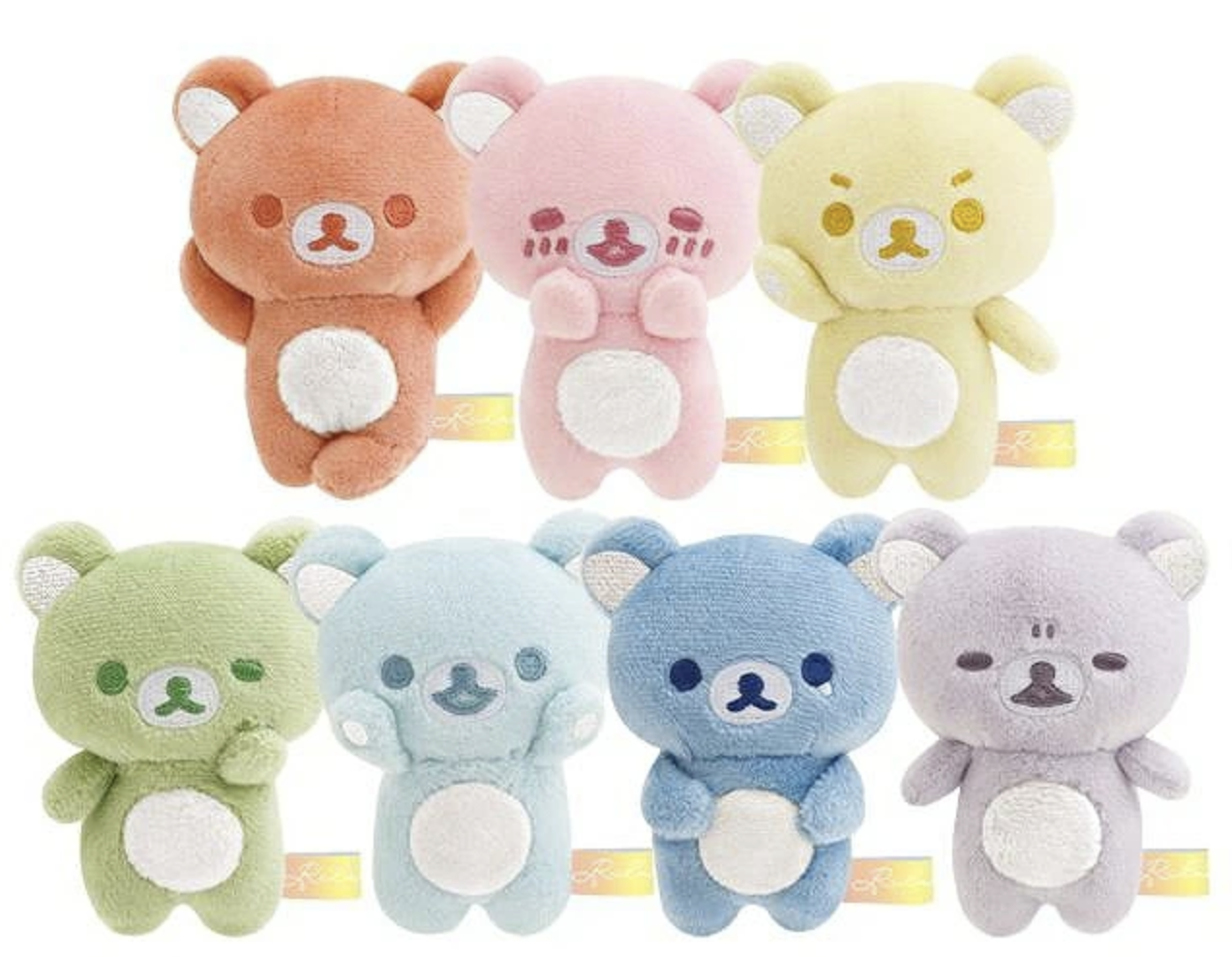 San-X Rilakkuma Nanairo Tenori Plush Seven colours Rilakkuma from Ame nochi Hare Rilakkuma Theme San-X Japan