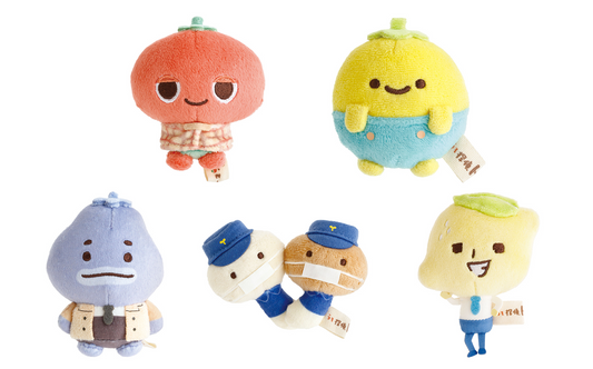 San-X Tenori Plush Detective Tomanto/ Pucchi/ Inspector Nasumbo/ Forensics Shimeji/ Police detective Lemonade from Detective Tomanto theme San-X Japan