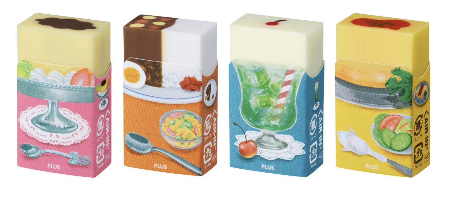 PLUS AIR-IN Eraser Retro Cafe Series Limited Edition Set of 4!