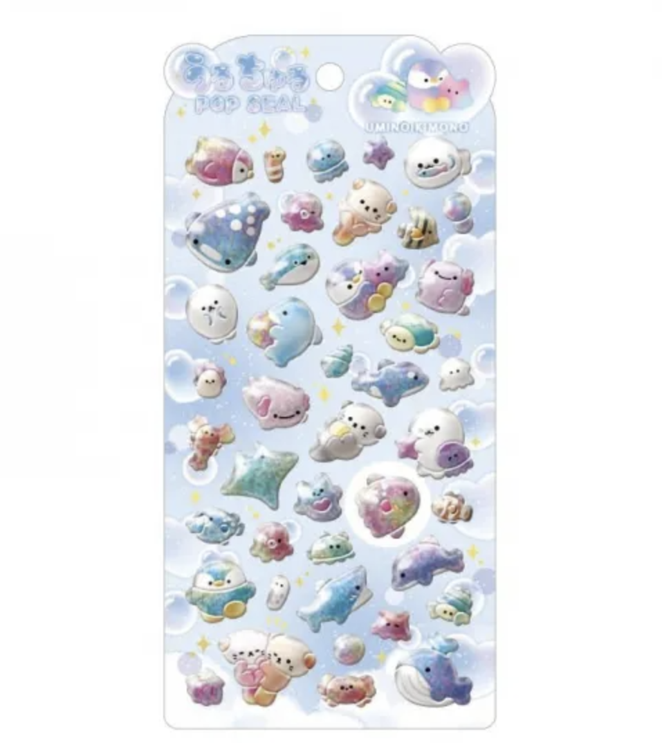 Uruchuru Pop Sticker Sea Animal 3D Epoxy Resin Sticker