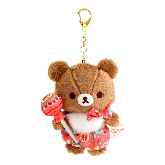 San-X Rilakkuma Chairoi koguma Plush Keychain Rilakkuma x Chupa Chups collaboration Theme