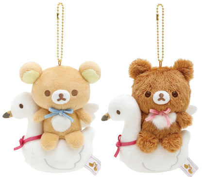 San-X Rilakkuma Plush Keychain Rilakkuma/ Chairoi koguma from 'Swan & Gold flowers' theme San-X Japan