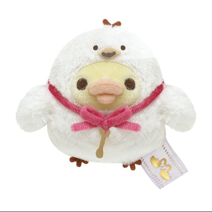 SanX Rilakkuma Tenori plush palm size mini plush, 'Swan & Gold flowers' theme San-X Japan
