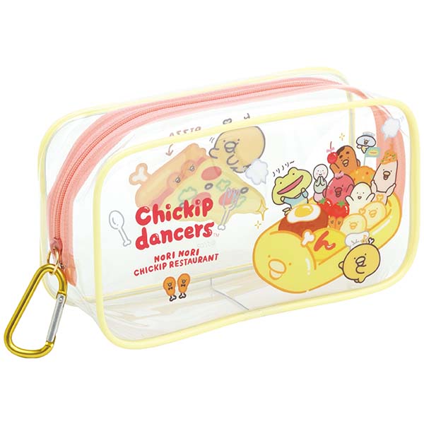 San-X Chickip Dancers Pencil Case with carabiner Keychain 'Nori Nori Chickp Restaurant' theme from San-X Japan
