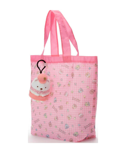 Sumikko gurashi Shirokuma Foldable Bag Eco Bag Keychain from Sumikko Movie 'Tsugihagi Koujou no Fushigina-ko' Theme San-X Japan