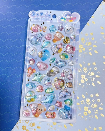 Uruchuru Pop Sticker Sea Animal 3D Epoxy Resin Sticker