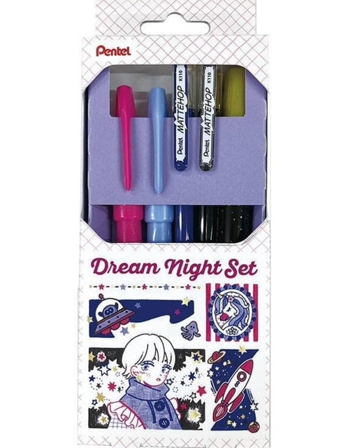 Pentel Colour Pen Set 'Dream Night' Limited Edition MATTEHOP, Fude Touch Sign Pen, Dual Metallic Brush