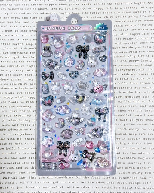 Bonbon Drop Sticker Shirokuro Bonbon (White & Black) 3D Epoxy Resin Sticker