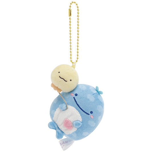San-X Jinbesan Maigo-no Kokujira (Whale) Plush Keychain from Jinbesan and Fusen-uo Theme San-X Japan