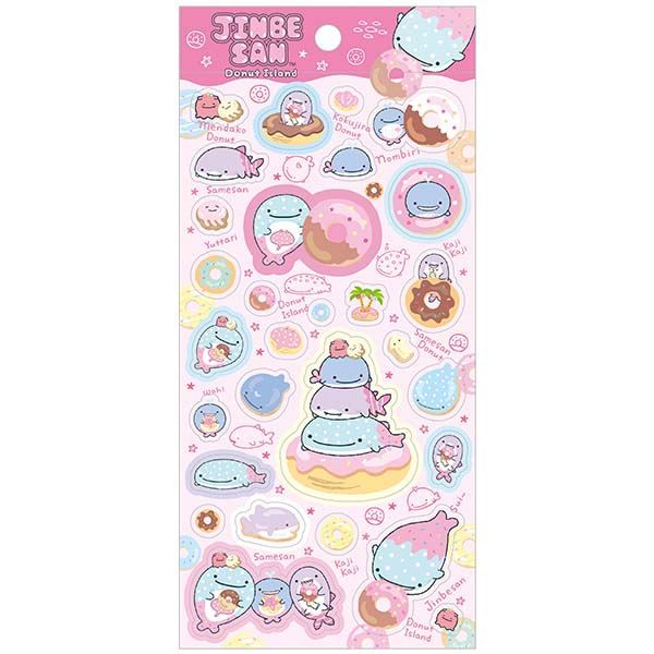 San-X Jinbesan Sticker Type:B Jinbesan & Donut Island Theme from San-X Japan