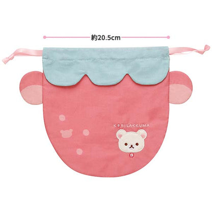 San-X Rilakkuma Strawberry Drawstring Bag from 'Korilakkuma's Strawberry Day!' Theme San-X Japan