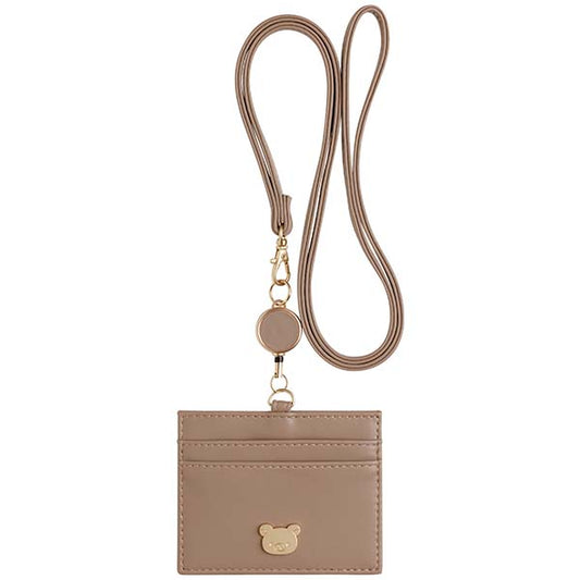 San-X Rilakkuma Card Case with Reel Neck Strap BROWN BEIGE San-X Japan