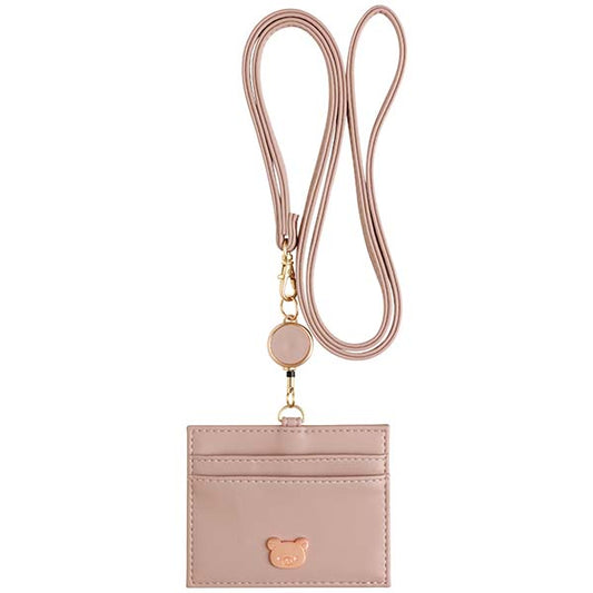 San-X Rilakkuma Card Case with Reel Neck Strap Pale Pink San-X Japan