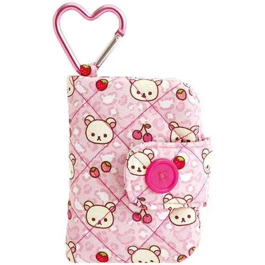 San-X Korilakkuma Pink Leopard Print Mini Wallet w/Carabiner keychain Korilakkuma Ippai theme from San-X Japan
