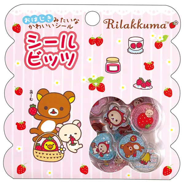 San-X Rilakkuma Strawberry Theme Seal Bits Acrylic Flake stickers San-X Japan