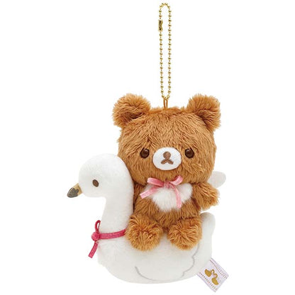 San-X Rilakkuma Plush Keychain Rilakkuma/ Chairoi koguma from 'Swan & Gold flowers' theme San-X Japan