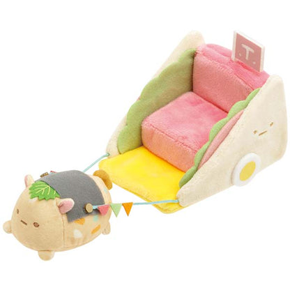 San-X Sumikko gurashi Plush set of Sandwich Carriage and Tenori Tomato plush from Welcome to Food Kingdom! theme San-X Japan
