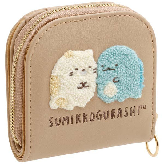 San-X Sumikko gurashi Compact Wallet with Sagara-Embroidery Tokage & Neko San-X Japan