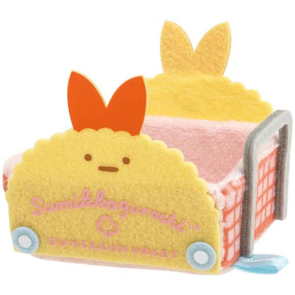 San-X Sumikko gurashi Tenori Plush Set of Ebifurai no shippo Cart and Ajifurai no shippo from Sumikko Market Theme San-X Japan