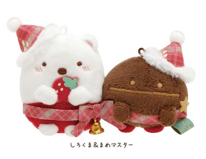 San-X Sumikko gurashi Tenori Plush Shirokuma & Mame Master from Strawberry Christmas Theme 2023 San-X Japan