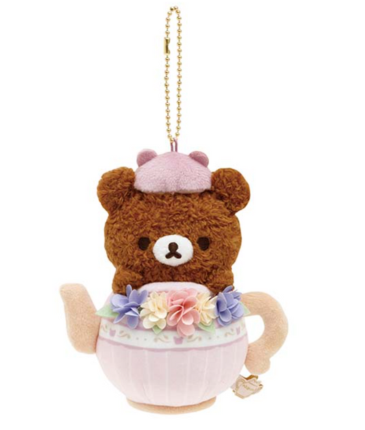 San-X Rilakkuma Chairoi koguma Plush Keychain from 'Kori-Kogu Flower Teatime' Theme San-X Japan