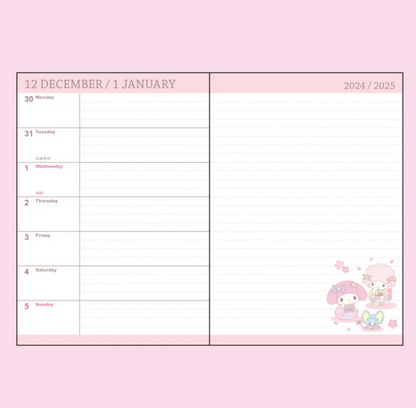 Sanrio My Meloy B6 Diary 2025 Monthly & Weekly Schedule book Planner Direct from Japan