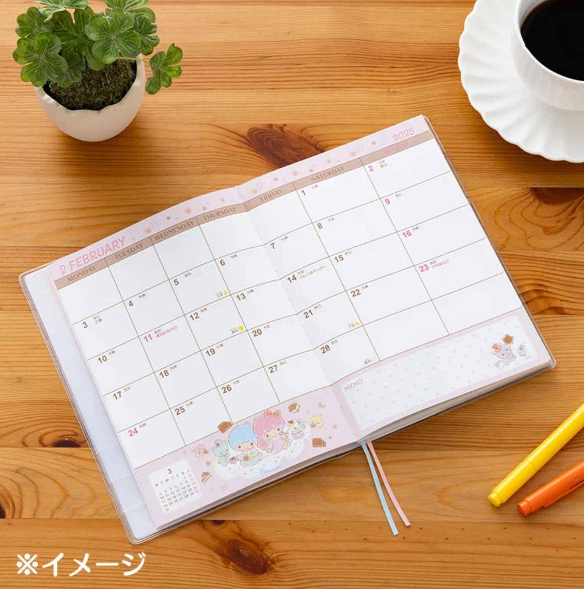 Sanrio Little Twin Stars B6 Diary 2025 Monthly & Weekly Schedule book Planner Direct from Japan