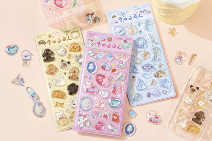 Kyururun 3D Sticker 3styles Fluffy Animals/ Merci/ Marine Life from BGM