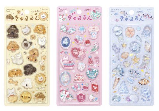 Kyururun 3D Sticker 3styles Fluffy Animals/ Merci/ Marine Life from BGM
