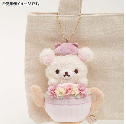 San-X Rilakkuma Korilakkuma Plush Keychain from 'Kori-Kogu Flower Teatime' Theme San-X Japan