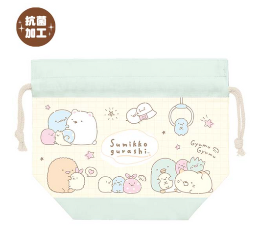 San-X Sumikko gurashi Lunch Box Pouch Drawstring Bag 'Sumikko gurashi Hug!' Theme San-X Japan