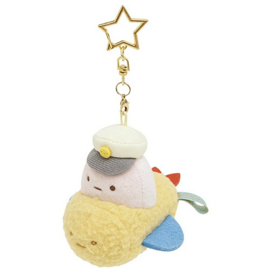 Sumikko gurashi Ebi Airplane Plush Keychain from Welcome to Food Kingdom! Theme San-X Japan
