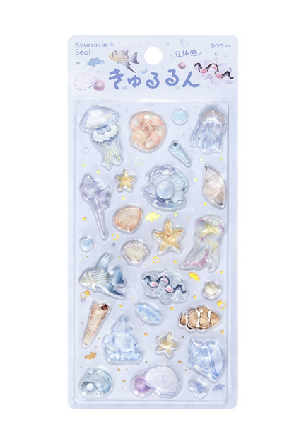 Kyururun 3D Sticker 3styles Fluffy Animals/ Merci/ Marine Life from BGM