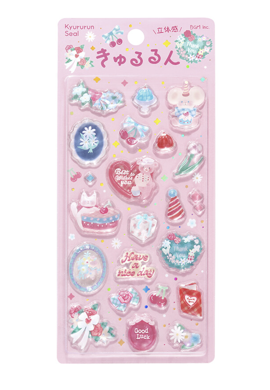 Kyururun 3D Sticker 3styles Fluffy Animals/ Merci/ Marine Life from BGM