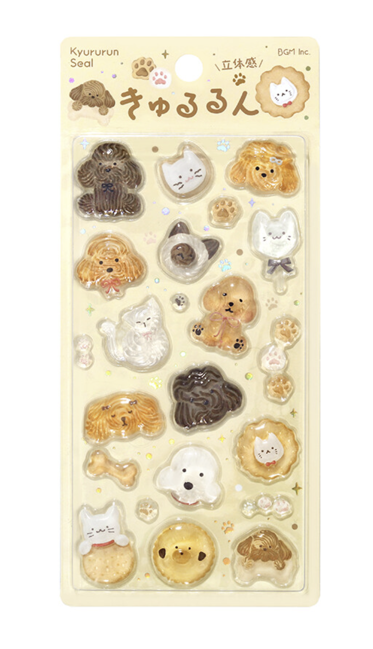 Kyururun 3D Sticker 3styles Fluffy Animals/ Merci/ Marine Life from BGM